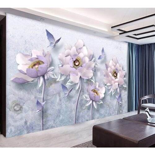 Bacaz Luxury Mural Wallpaper Vintage TV Backdrop Papel De Parede 3D Wallpaper For Walls Warm flower Wall Papers Home Decor