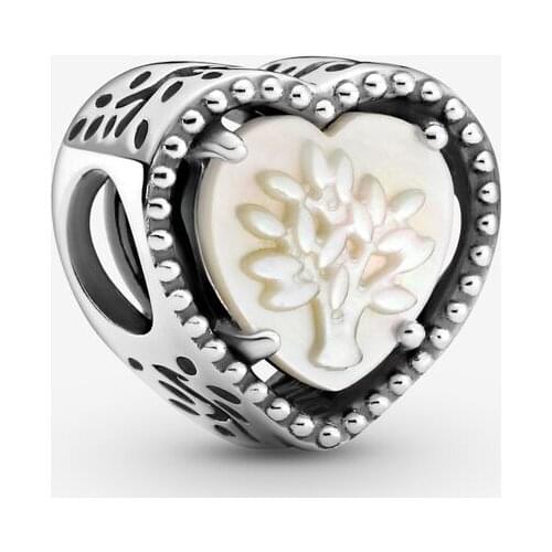 Genuine 925 Sterling Silver Heart Jewelry Pendant Tree of Life Charm Fit Pandora Bracelet Beads Birthday Gift Making for Women