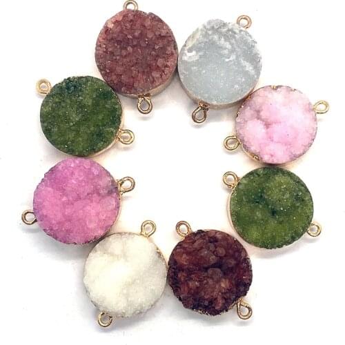 Natural Stone Round High Quality Pink Crystal Amethyst Opal Pendant Suitable for Making DIY Charm Necklace Jewelry Accessories