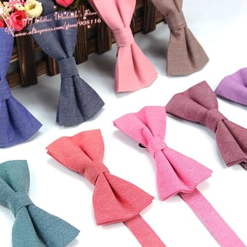2016 Brand New Hot Mens Pure Solid Cotton Formal Fashion Bow Ties Men Neck Bowtie Bowknot Necktie Wedding Party Butterfly
