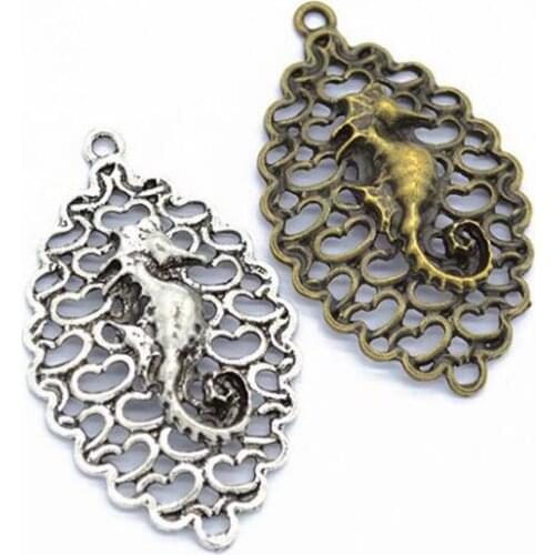 20pcs/lot 43x26mm Antique Silver Plated Alloy Sea-horse Charms Pendant Fit For Jewelry Findings