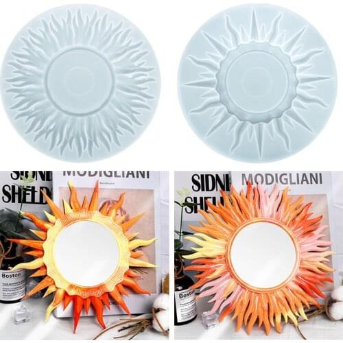 DIY Crystal Resin Mold Round Sun Moon Mirror Wall Hanging Makeup Home Decoration Mold Mirror UV Epoxy Resin Silicone Mould