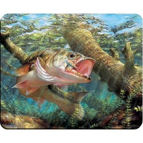Fishing Bass Mouth Rectangle Non-Slip Rubber Gaming Mouse Pad, Mouse Mat, Mousepad MP