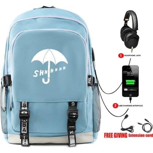 THE UMBRELLA ACADEMY USB Charge Backpack Women Student School Shoulder Bag Satchel Teenager Laptop Backpack Men Knapsack
