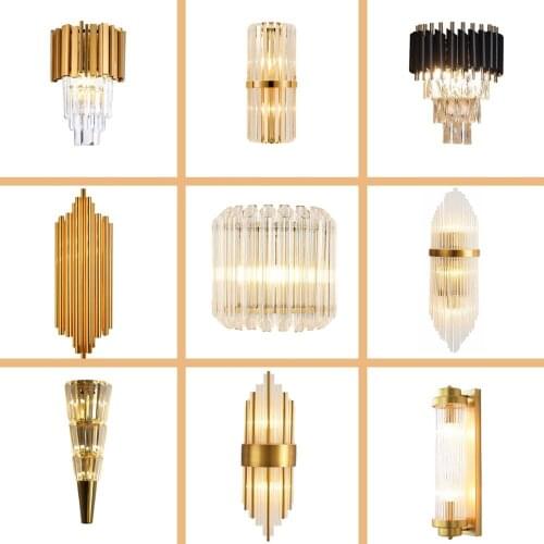 Nordic Bedroom Light Bedside Wall Lamp LED Crystal Wall Lights Use Living Room Stairway Aisle Wall Light Home Lighting Fixture