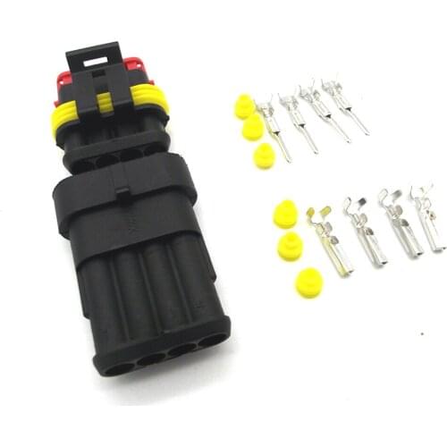 10set 4Pin AMP Waterproof Electrical Automotive Connector Plug SuperSeal PA66 Black For Auto Car Light DJ7041-1.5-21/11