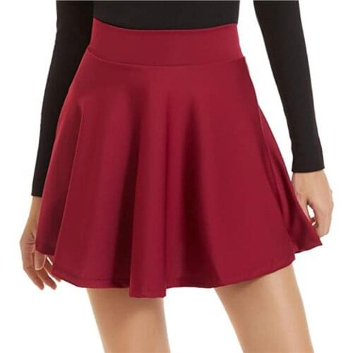 Xingqing Women High Waist Pleated Skirt Sweet Cute Girls Dance Mini Skirt Cosplay Solid Color Skirt Female Mini Skirts Short