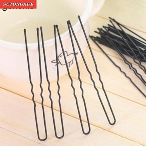 50pcs 6CM Hair Waved U-shaped Bobby Pin Barrette Salon Grip Clip Hairpins Black dropshiping