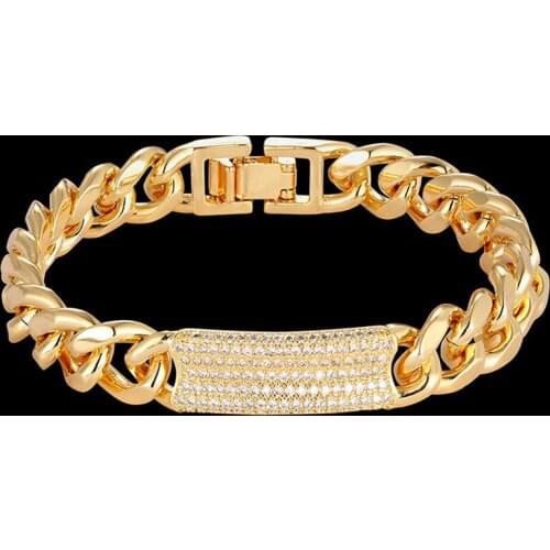 Zlxgirl jewelry fashion Dubai Gold color wedding bracelet for women bijoux perfect mirco paved Simple chain charm braceletes