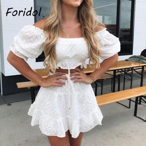 Vintage daisy embriodery white lace dress summer women dress casual beach dress holiday vestidos sundress 2 pieces set 2021