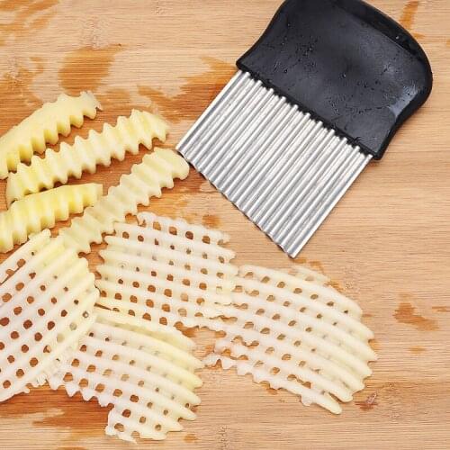 1PC Wavy French Fries Cutter Durable Stainless Steel Serrated Blade Potato Onion Chips Slicer Multi-Function Vegetable Chopper