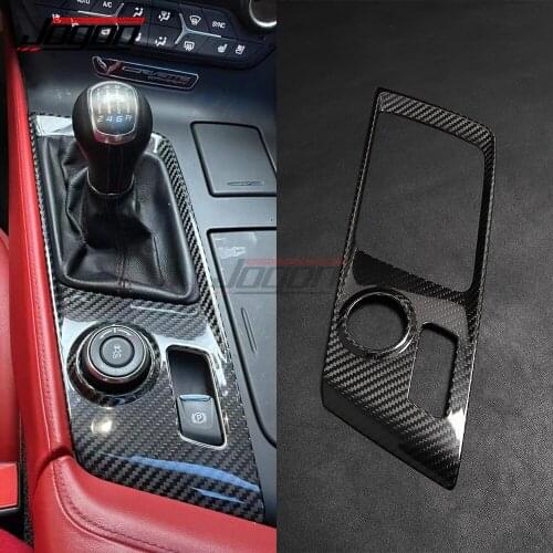 2pcs 100% Real Carbon Fiber For Chevrolet Corvette C7 ZR1 Z06 2014-2018 2019 Car Console Gear Panel Cover Trim Accessories