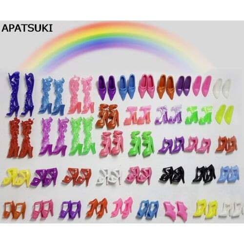 40 pairs/lot Mixes Style Colorful shoes for Barbie Doll with Different Color Shoes Toys High Quality Christmas Gift For Girls