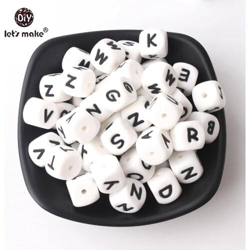 Lets make 40pc Alphabet Letter Silicone Beads in 26 letters BPA Free Silicone Chewing Beads for Teething Necklace baby teether