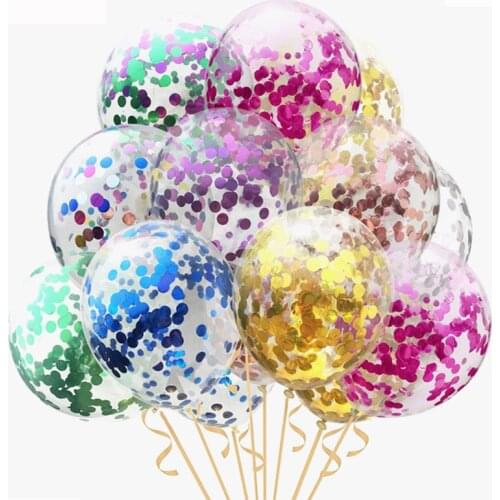5/10Pcs 12inch Glitter Confetti Transparent Balloons Clear Balloons Globos Happy Birthday Party Baby Shower Wedding Decorations
