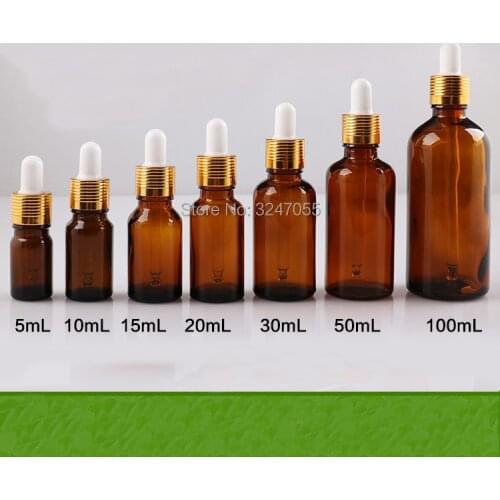 5ml10ml15ml20ml30ml50ml100ml Empty Brown Glass Essential Oil Bottle, DIY Amber Vial Bottle with Glass Pipettes,Dropper Container