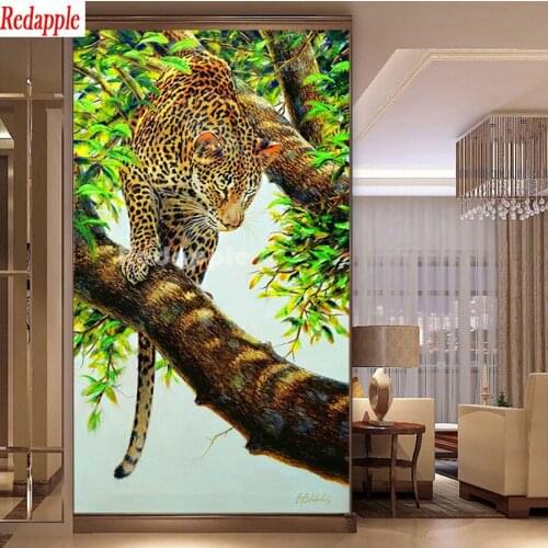 Forest leopard diamond embroidery diamond mosaic diamond painting full square round stitch cross big size Porch aisle decoration