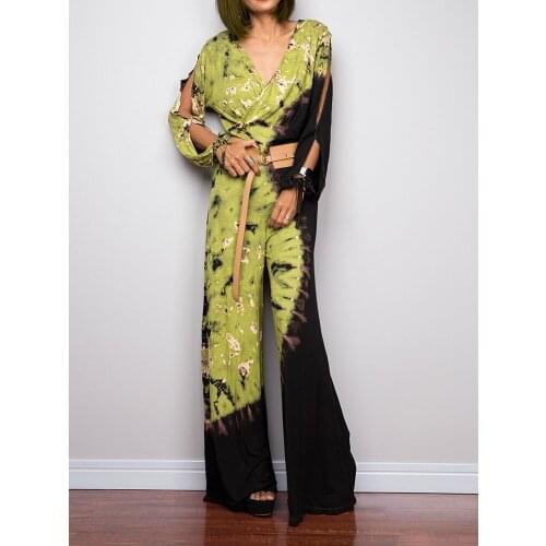 Spring pants trumpet shape 2021 yellow temperament commuter ethnic style waistless milk silk mid waist pants Jumpsuit