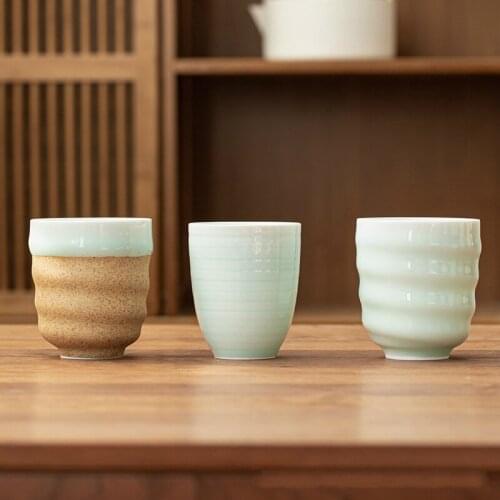 Longquan Celadon Bowl Coarse Pottery Tea Cup Espresso Cup Ceramic Casual Coffee Tea Milk Cup Personality China Style Cup Gift