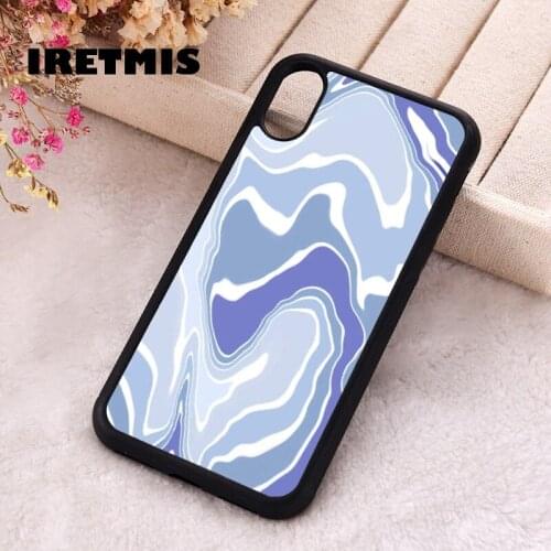 Iretmis 5 5S SE 2020 Phone Cover Cases for iPhone 6 6S 7 8 Plus X Xs Max XR 11 12 MINI Pro Rubber Silicone Blue Wavey