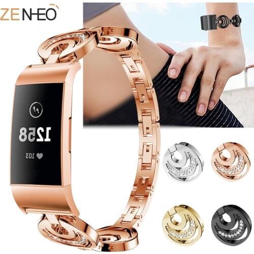 For Fitbit Charge 4 Luxury with rhinestone Smart Stainless women watchband Replacement For Fitbit Charge 4 Wristband Bracelet