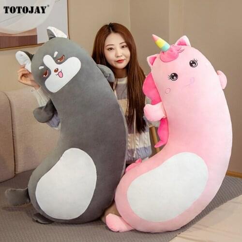 Giant Cute Soft Long Bend Animals Boyfriend Pillow Unicorn/Dinosaur/Husky/Hamster Plush Toys Plush Toys Stuffed Cushion Gift
