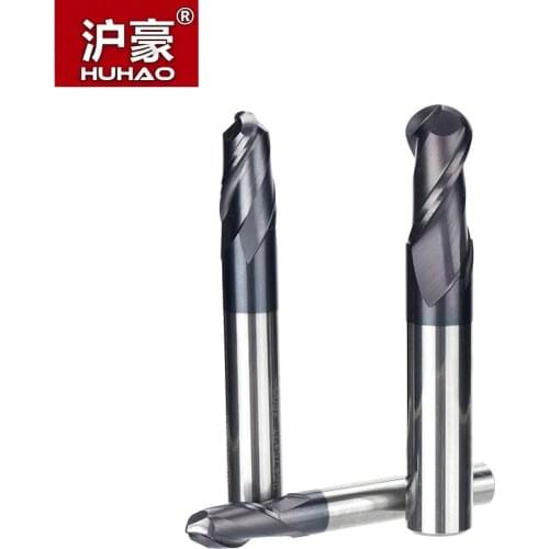 HUHAO 1PC HRC45 High Aluminum TiAIN Coating End Mill 2 Flutes Tungsten Steel Router Bits R Knife Arc Groove CNC Milling Cutter