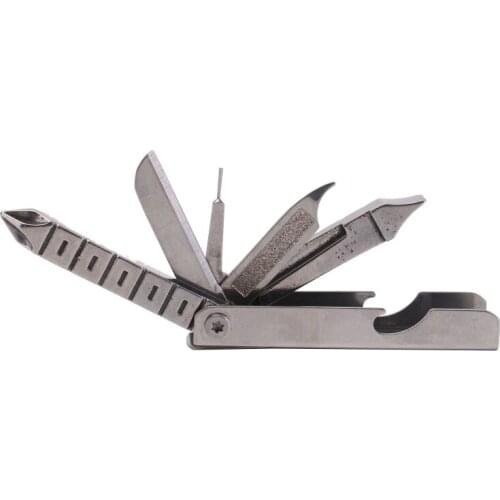 12 In 1 Stainless Steel Pocket Tool Bottle Opener Spanner Cutter Screwdriver Nail File Multifunctional Emergency Survival Tool