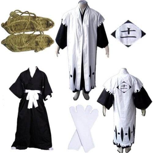 Anime Bleach Zaraki Kenpachi Cosplay 7th Division Captain Black and white kimono Cosplay Costume Halloween