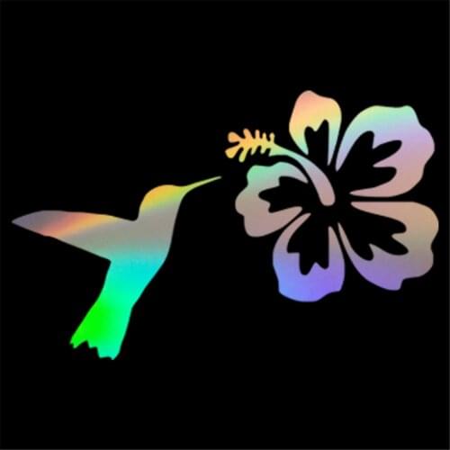 Hummingbird Hibiscus Flower Car Stickers Glass Laptop Truck Door Window PC Decal