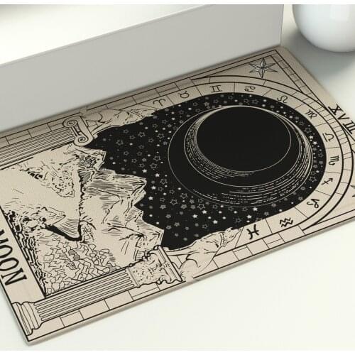 Magic Tarot Floor Mat Psychedlic The Moon Area Rugs Large Home Living Room Bedroom Carpet Print Mandala Anti Slip Decor Doormat
