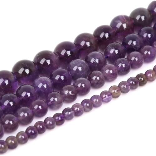 Hot 4/6/8/10mm Natural Stone Beads Round Purple Stone Loose Beads For Jewelry Making Strand 15"/Diy Bracelet Necklace