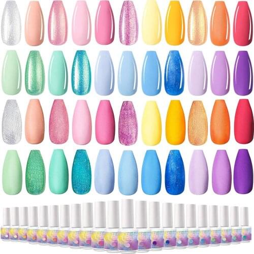 Makartt Nail Gel Polish Set, 22 Summer UV Gel Pink Blue Green Purple Colors Mermaid Glitter Pearl 8ML Gel Nail Polish C0677