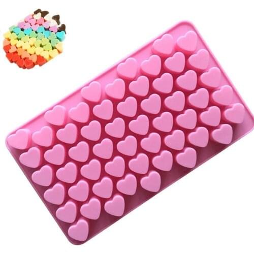 Mini love heart shape Chocolate mold Fudge Mould Cake baking tools 55 grid silicone mold