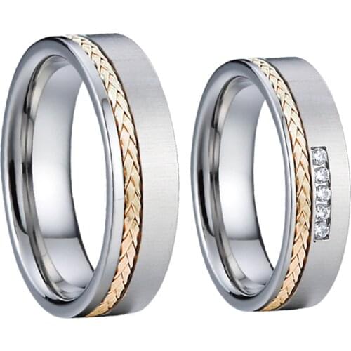 Alliance 14K rose gold wedding rings set SI grade real diamond ring Designer jewelry couple rings pair for men and women