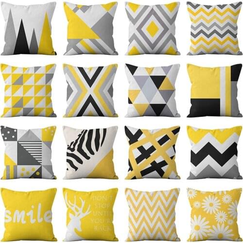 Nordic Yellow Cushion Cover Polyester Geometry Pillow Cover Decorative Pillows Home Decoration Throw Pillowcase
