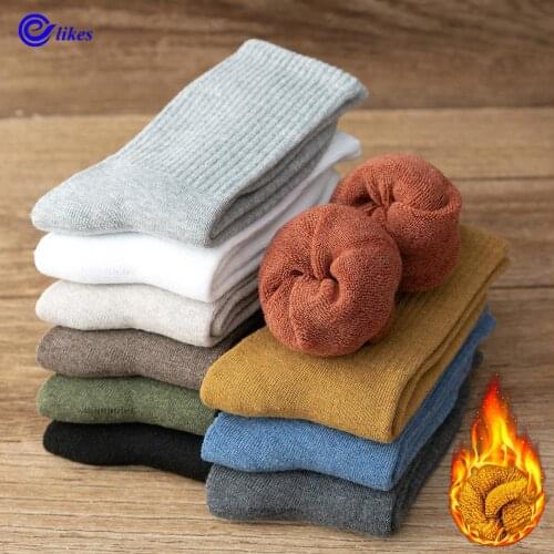 5pair Winter woman thick warm terry cotton fashion socks womens solid cotton wool and line towel socks