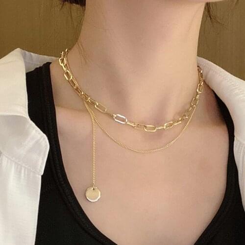 New Necklace 2021 Disc Pendant Necklaces for Women Multi-layer Chains Necklace Jewelry Accessories Wholesale Collares