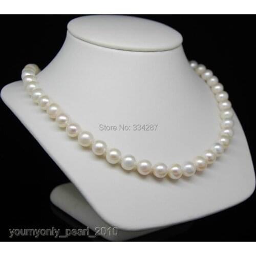 New natural freshwater pearlsl 7-8mm AAA+ white pearl necklaces 18"