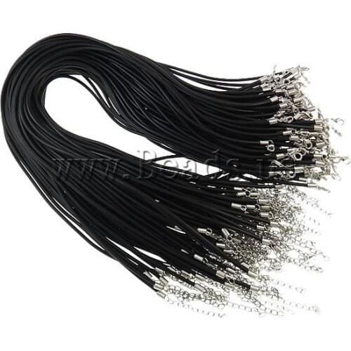 Wholesale 100pcs/lot Fashion Necklace Cord With Lobster Clasp Black 2mm Waxen Cord Necklace 17.5Inch Accessories For Jewelry DIY