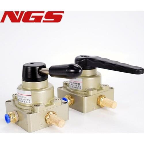 HV-02 HV-03 HV-04 3 Position 4 Way Hand Rotary Valve Pneumatic Hand Switch Valve With Fitting Muffler