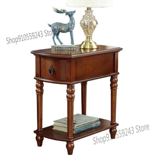 Bedside Cabinet Mini Small Ultra-narrow 30cm Wide American Solid Wood Cracked Mini Cabinet European Style Bedroom Bedside Cabine