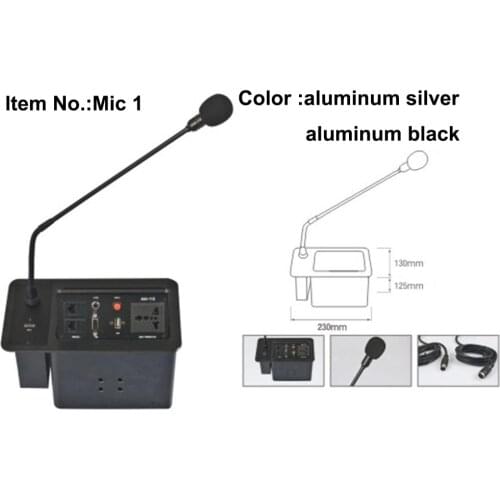 2019 microphone socket for conference system aluminum panel silver and black color lid up gas open way socket programming