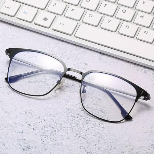 Retro Business Metal Half Eyebrow Frame Myopia Glasses Anti-blue Light Myopic Eyeglasses Degree -1.0 -1.5 -2.0 -2.5 -3.0 -3.5