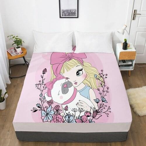 Cartoon Childrens Elastic fitted sheet bed sheet With An Elastic Band Mattress Cover Bed cover for kids baby boy girls dog