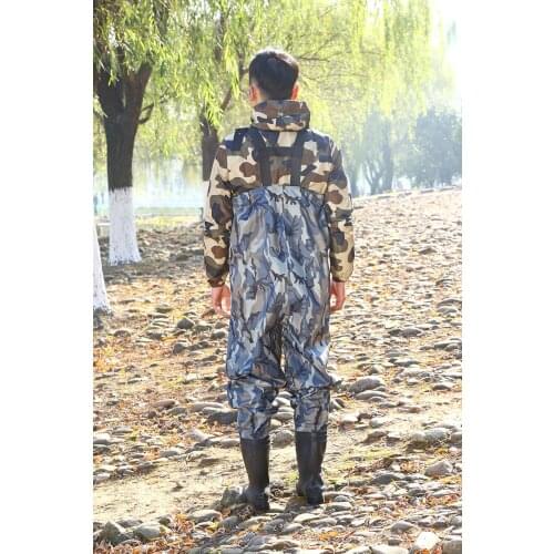 High-Jump rain s shoes with camouflage water pants PVC Waterproof Breathable Chest Pant Fishing Waders Water Clothing rain boots