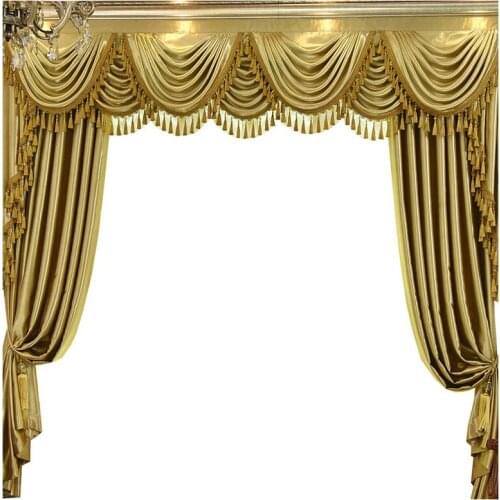 Custom curtains luxury High grade European living room solid gold thick bedroom blackout curtain tulle valance drape B466