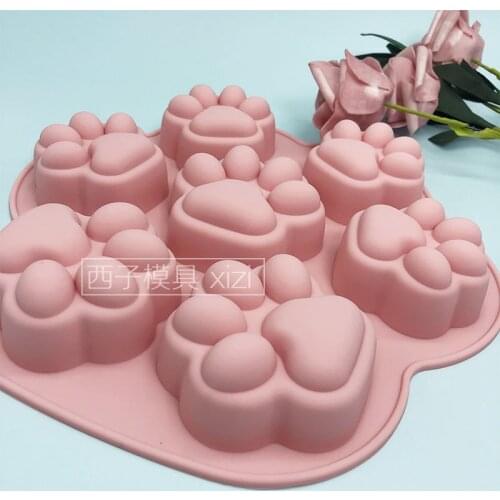 Cute cats paw silicone mold chocolate mousse ice cream mold ice lattice ice eating mold handmade soap mold Candle Mold