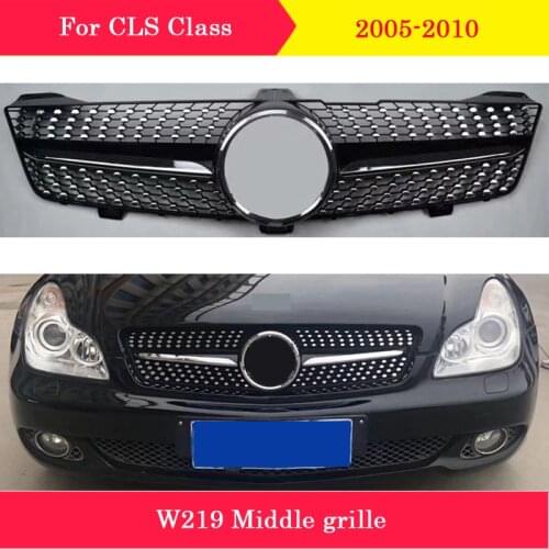 Car styling Middle grille ABS plastic front diamond style grill for Mercedes-Benz CLS W219 2005-2010