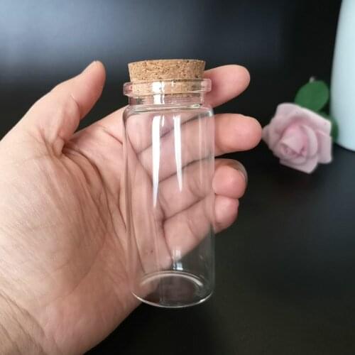 6Pcs 65ml 37x90mm Transparent Glass Drifting Bottles Wishing Bottles with Cork Stoppers for Storage in Wedding or Birthday Party